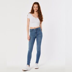 ✅ 2/$20 Hollister Jean Leggings Women's Mid Rise Blue Jeans Size 28x31 7L